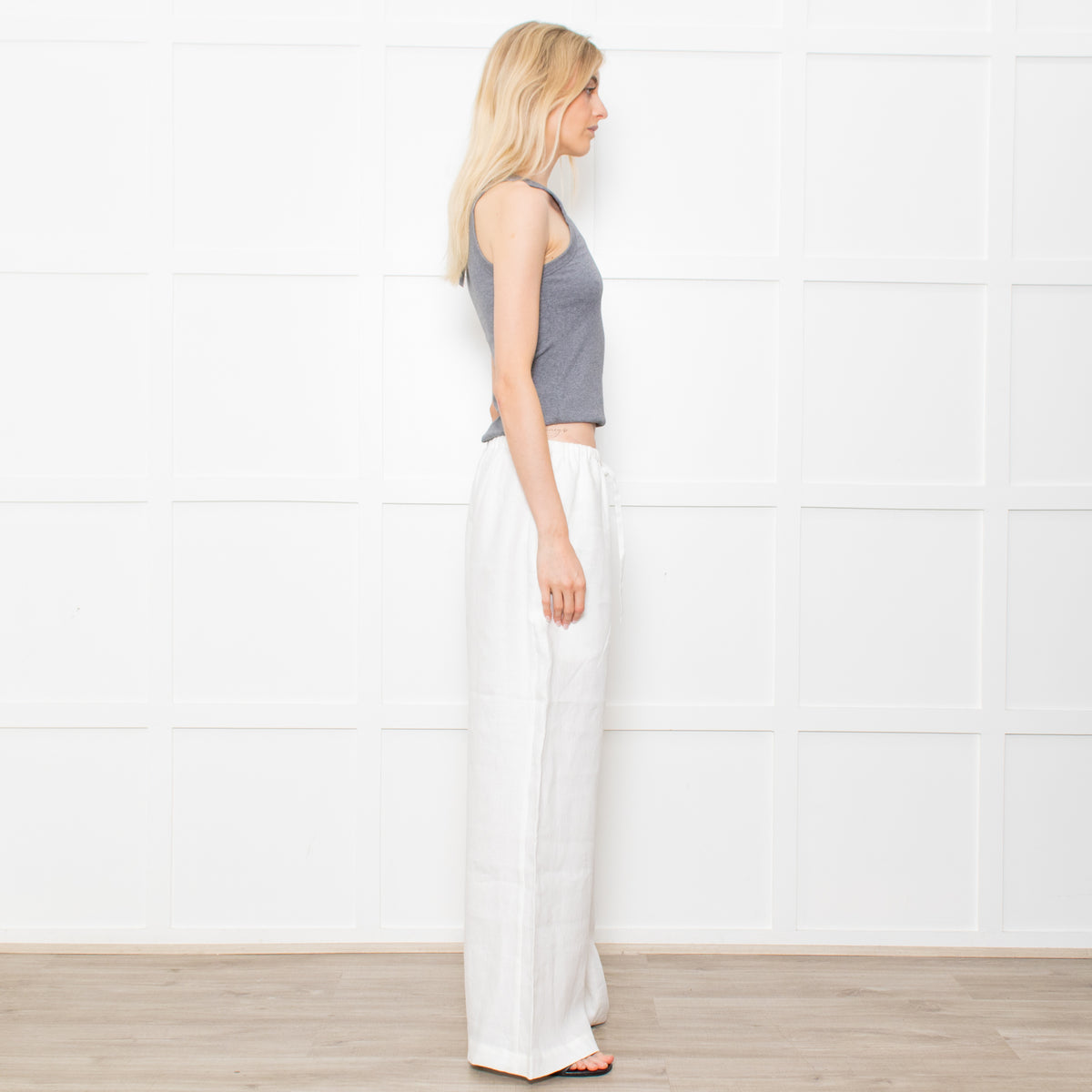 Bondi Born White Linen Delphi Drawstring Trousers