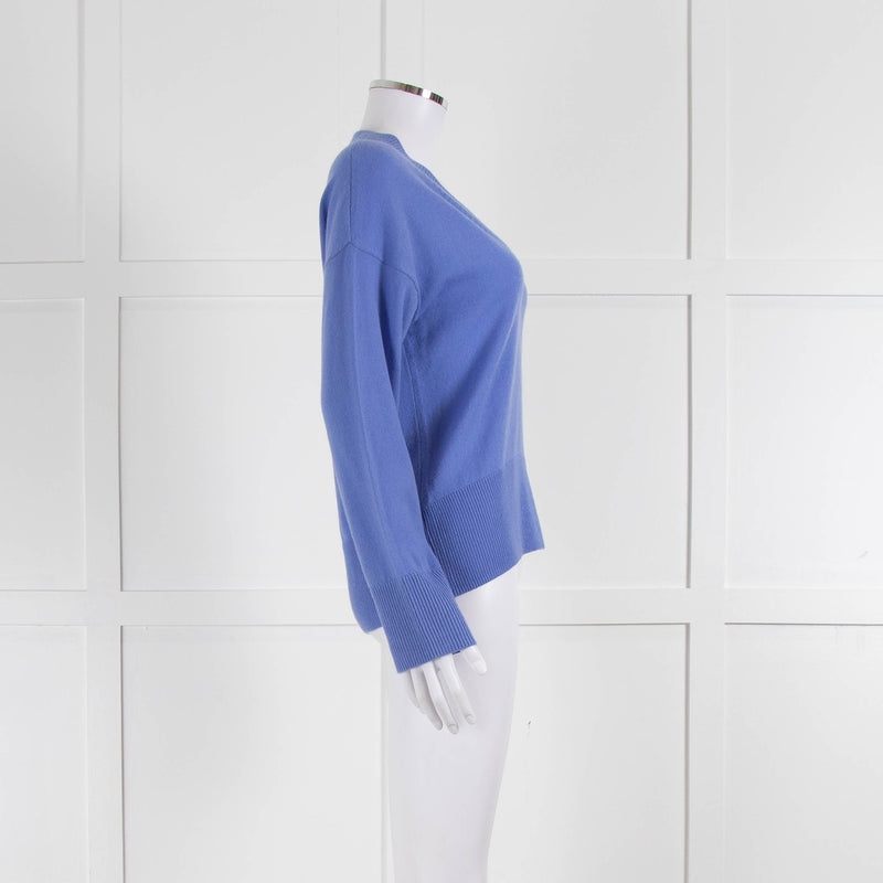 Chinti & Parker Cornflower Blue Wool Cashmere Blend V Neck Jumper