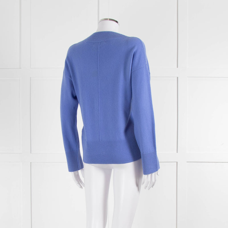 Chinti & Parker Cornflower Blue Wool Cashmere Blend V Neck Jumper