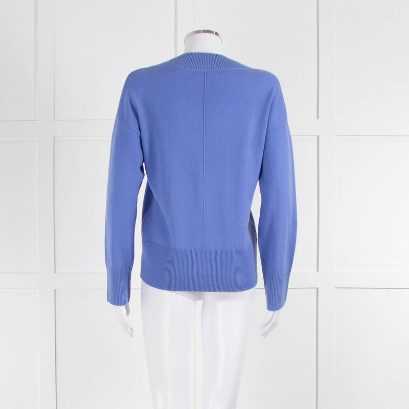 Chinti & Parker Cornflower Blue Wool Cashmere Blend V Neck Jumper