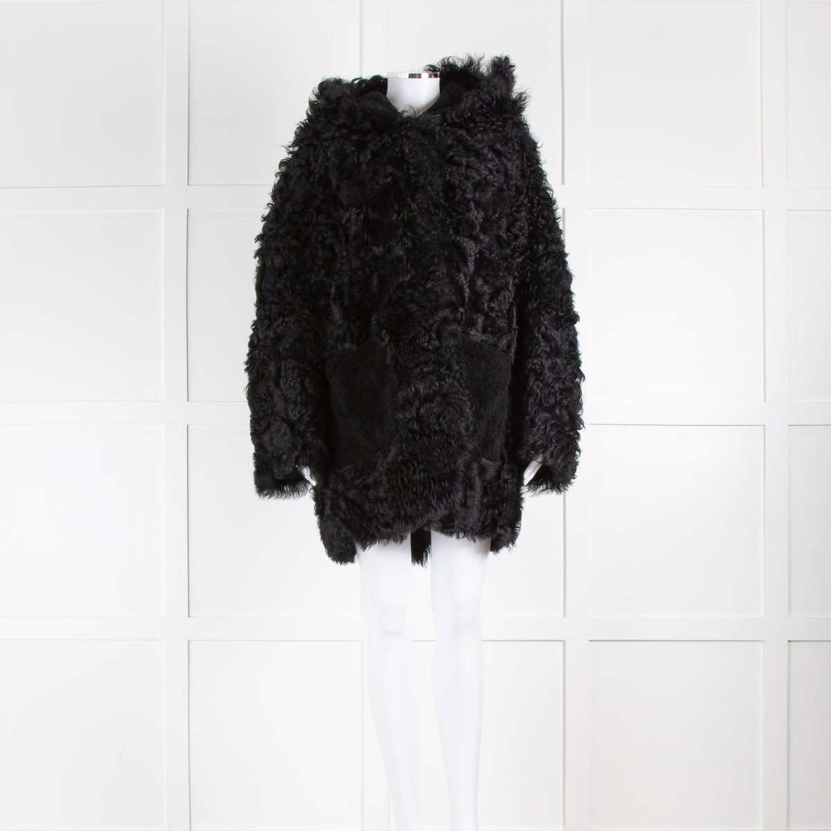 pa;ge Black Reversible Shearling Coat Removable Hood