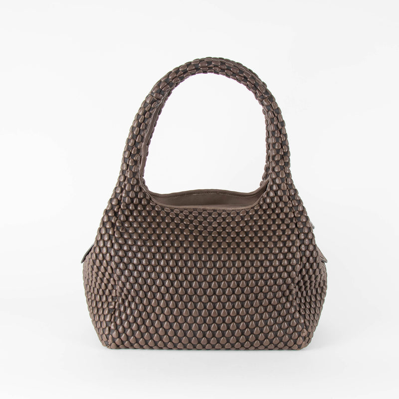 Tissa Fontaneda Brown Simple Matter Zip Small Bubble Tote