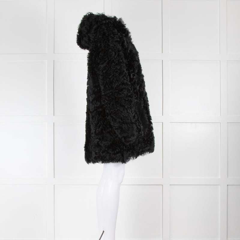 pa;ge Black Reversible Shearling Coat Removable Hood