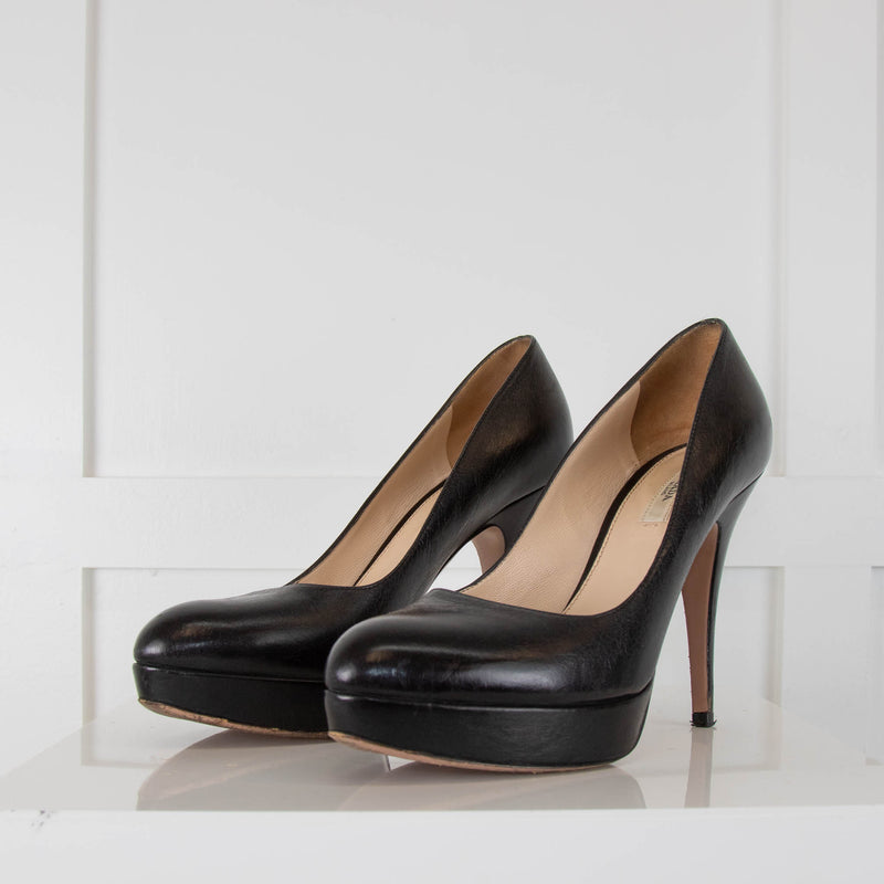 Prada Black Platform Court Shoes