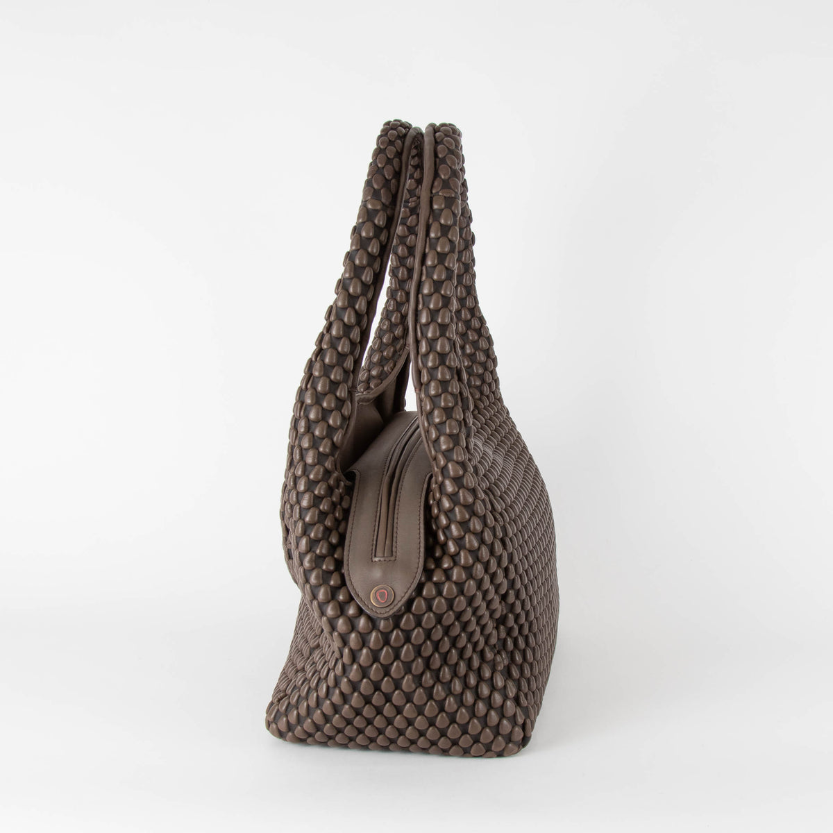 Tissa Fontaneda Brown Simple Matter Zip Small Bubble Tote