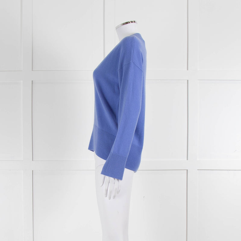 Chinti & Parker Cornflower Blue Wool Cashmere Blend V Neck Jumper