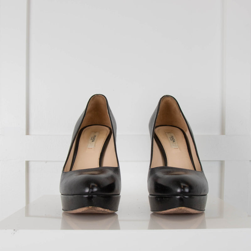Prada Black Platform Court Shoes