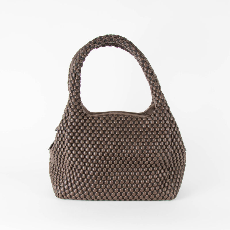 Tissa Fontaneda Brown Simple Matter Zip Small Bubble Tote