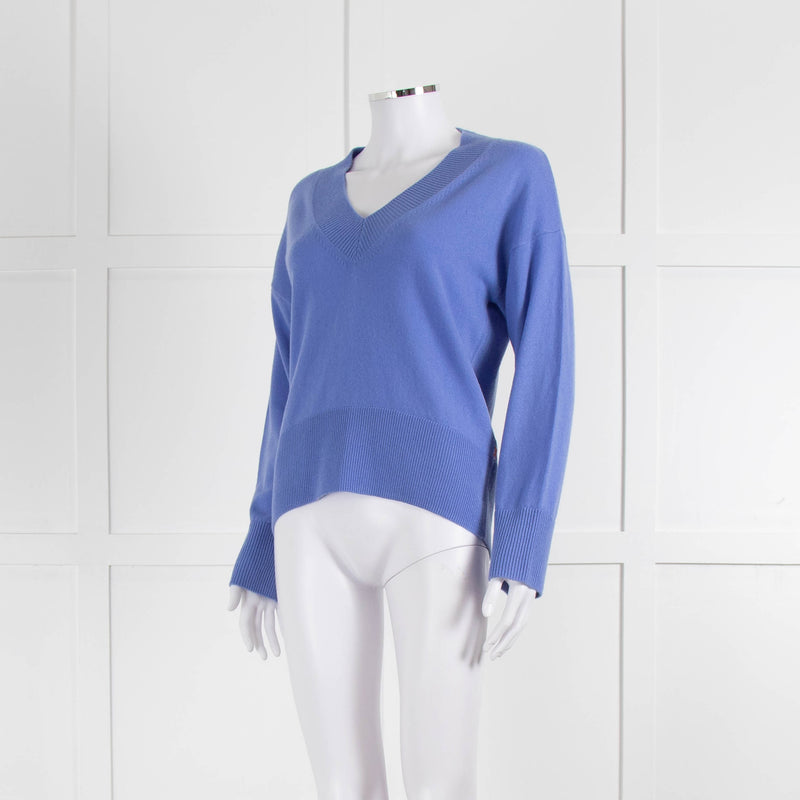 Chinti & Parker Cornflower Blue Wool Cashmere Blend V Neck Jumper