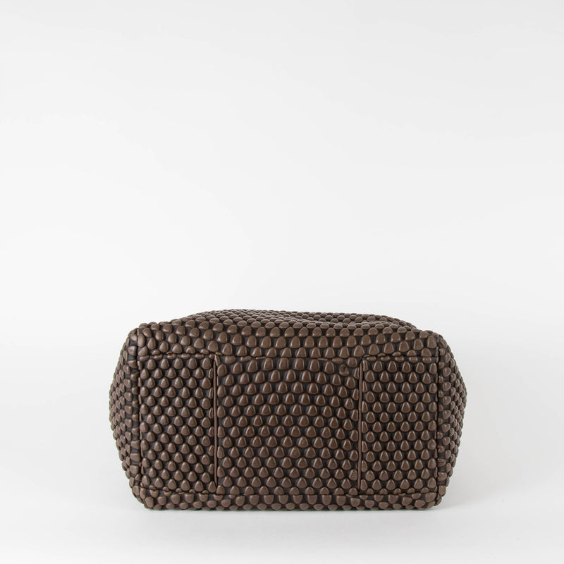 Tissa Fontaneda Brown Simple Matter Zip Small Bubble Tote