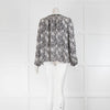 L'Agence White Black Printed Silk Long Sleeve Top
