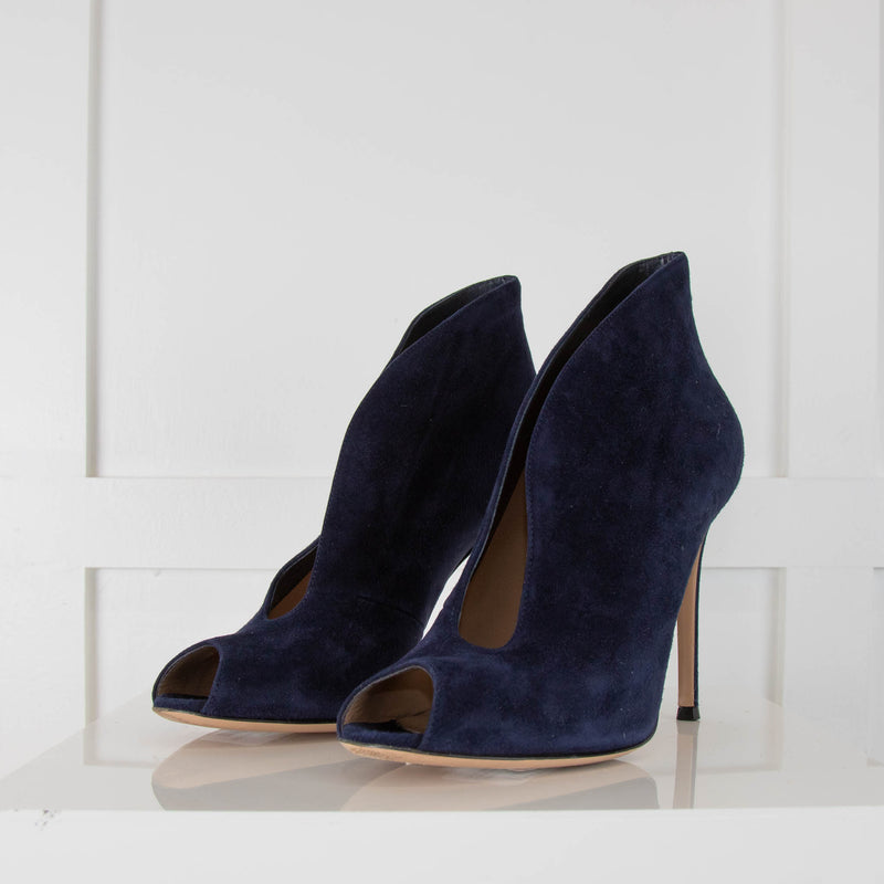 Gianvitto Rossi Navy Suede Shoe Boots