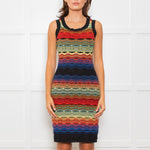M Missoni Multi Coloured Stripe Knitted Sleeveless Dress