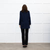 Sandro Navy Black Leather Detail Short Trench Coat