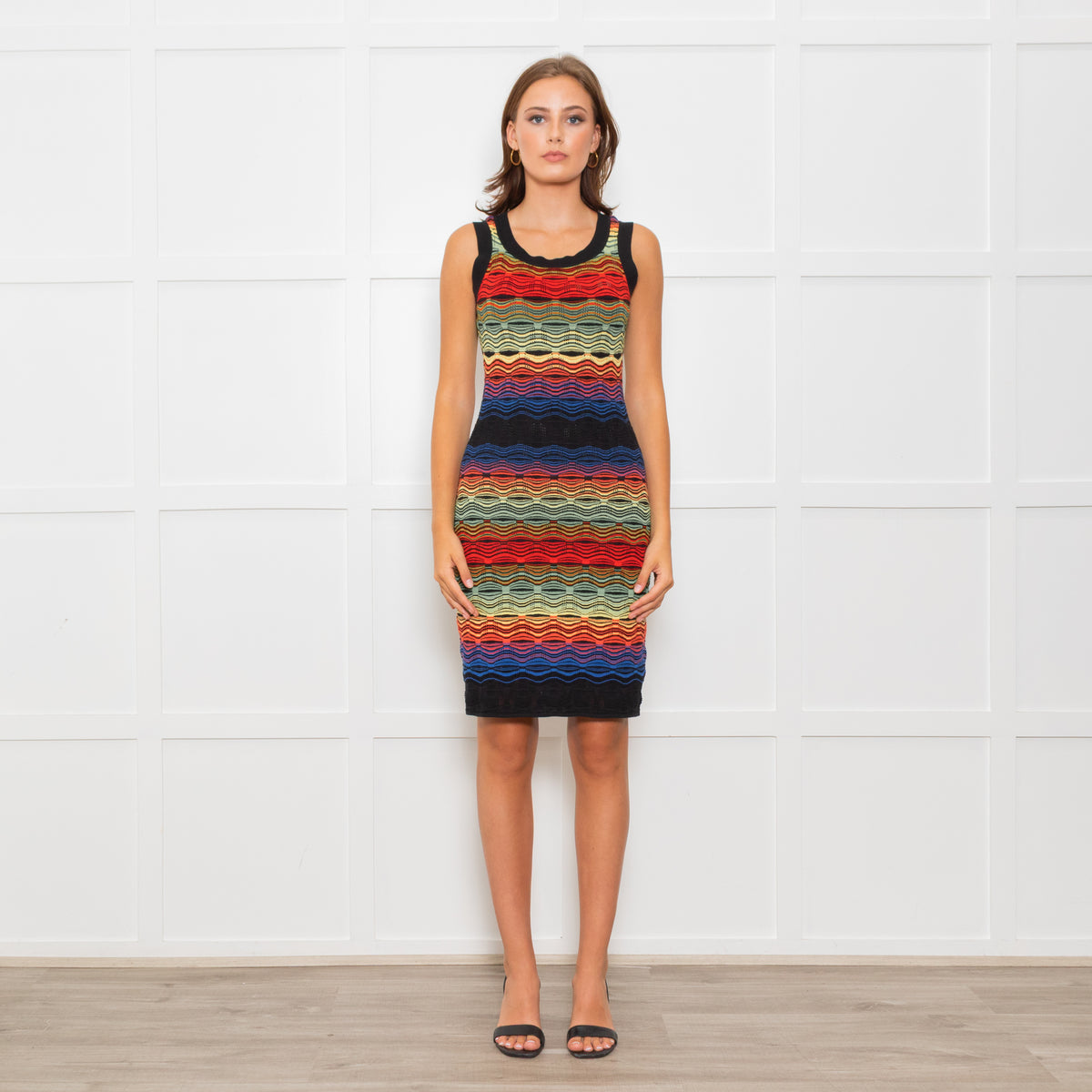 M Missoni Multi Coloured Stripe Knitted Sleeveless Dress