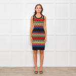 M Missoni Multi Coloured Stripe Knitted Sleeveless Dress