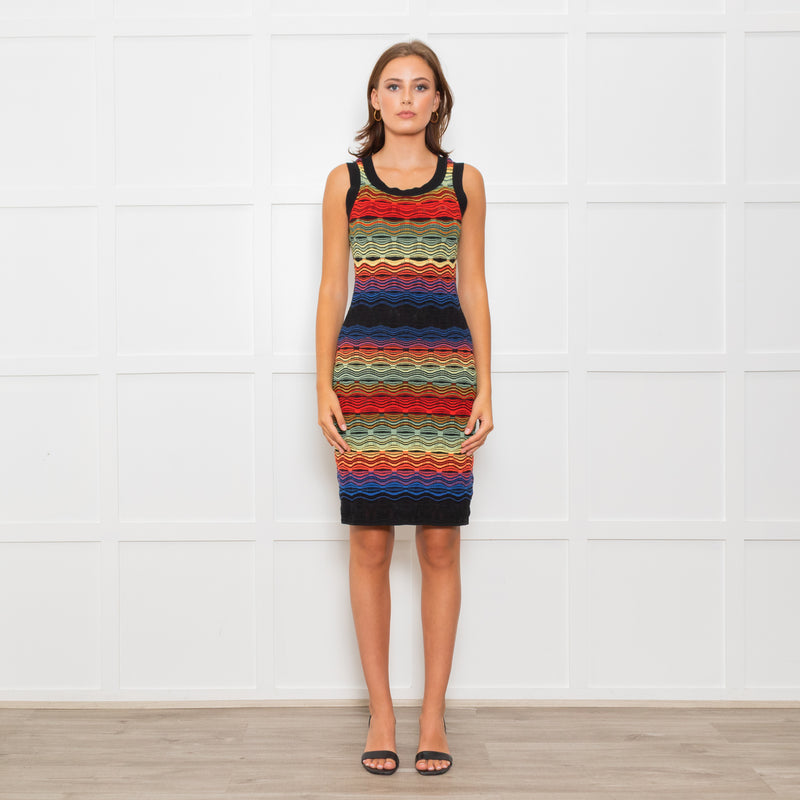 M Missoni Multi Coloured Stripe Knitted Sleeveless Dress