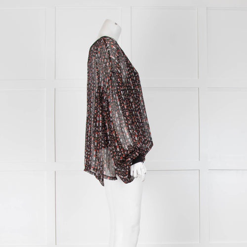 The Kooples Sport Black And Red Floral Cami And Top