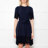 Me + Em Navy Cheesecloth Tiered Mini Dress