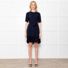Me + Em Navy Cheesecloth Tiered Mini Dress