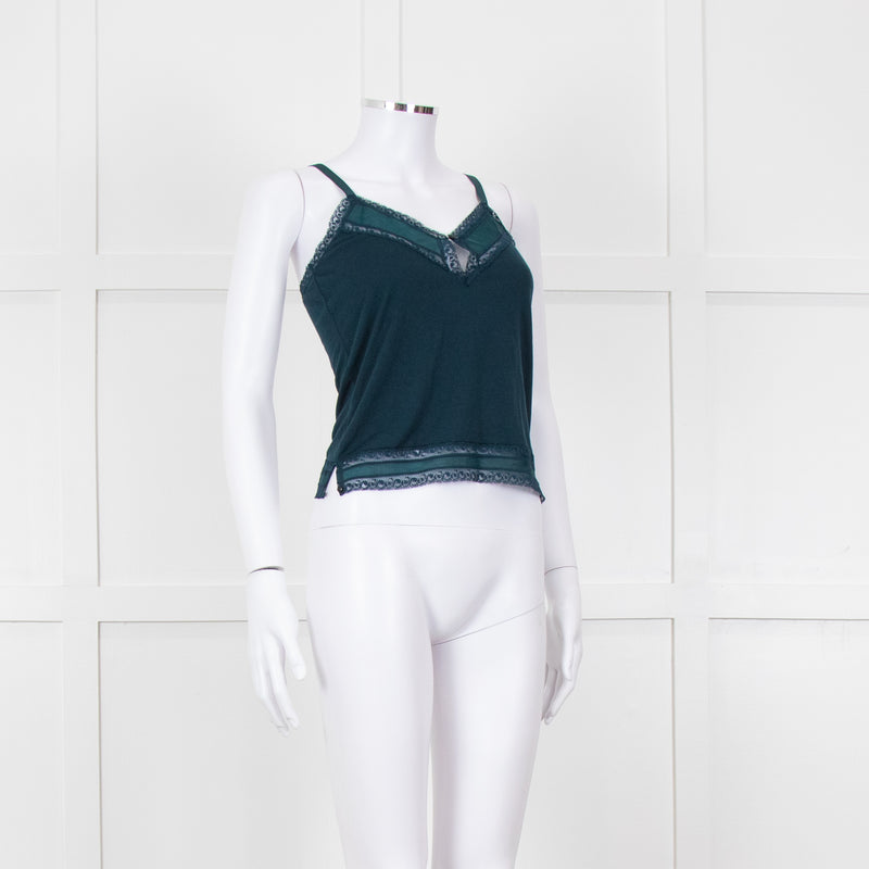 By Malene Birger Teal Lace Trim Camisole