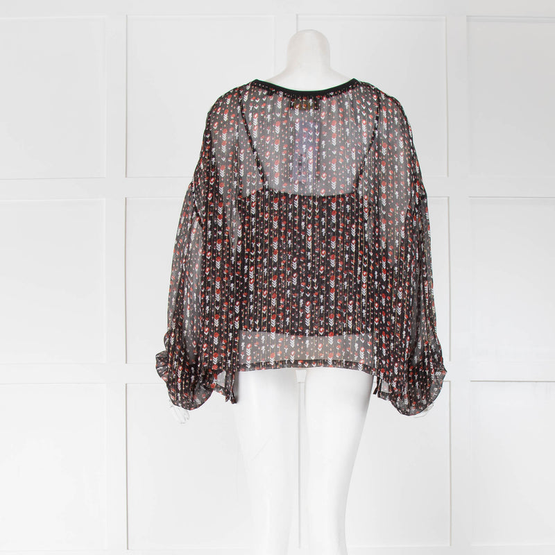 The Kooples Sport Black And Red Floral Cami And Top