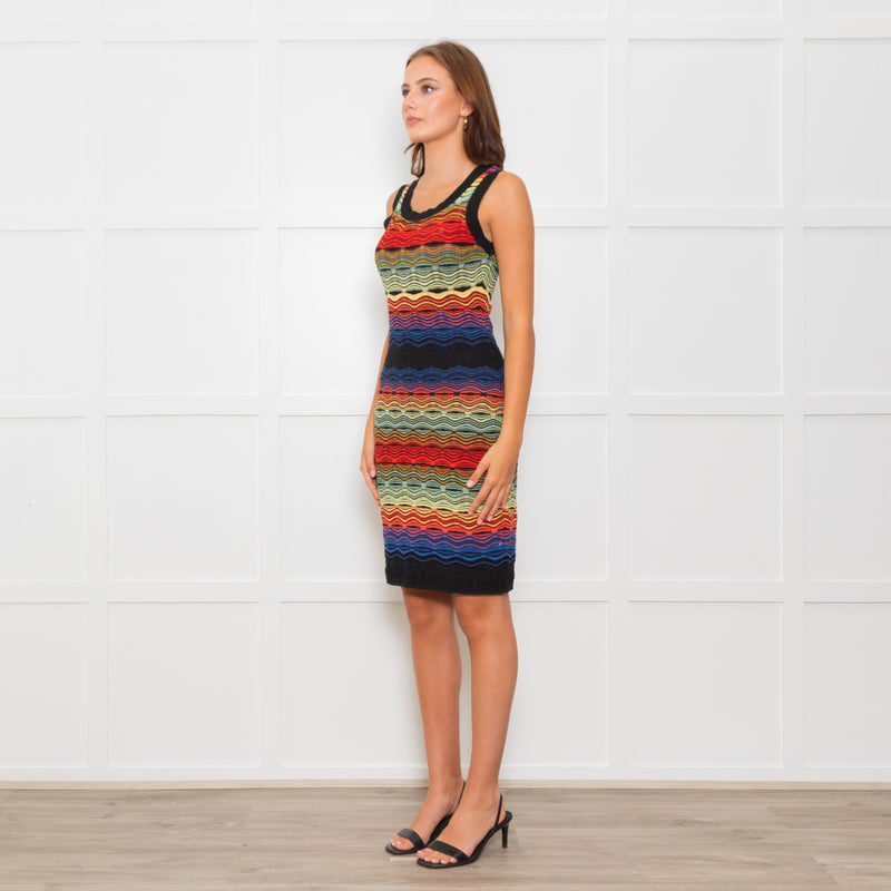 M Missoni Multi Coloured Stripe Knitted Sleeveless Dress