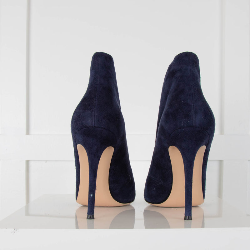 Gianvitto Rossi Navy Suede Shoe Boots