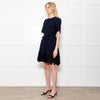 Me + Em Navy Cheesecloth Tiered Mini Dress