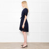 Me + Em Navy Cheesecloth Tiered Mini Dress