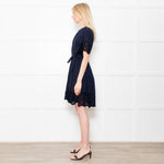 Me + Em Navy Cheesecloth Tiered Mini Dress