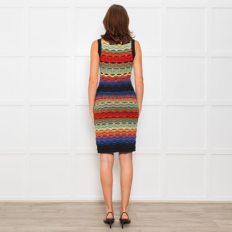 M Missoni Multi Coloured Stripe Knitted Sleeveless Dress