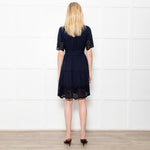 Me + Em Navy Cheesecloth Tiered Mini Dress
