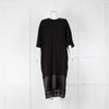 Vaquera Black Dress Satin And Lace Hem