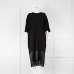 Vaquera Black Dress Satin And Lace Hem