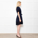 Me + Em Navy Cheesecloth Tiered Mini Dress