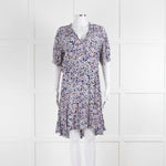 Zadig & Voltaire Blue Pink Ivory Flower Print Short Sleeve Dress