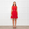 Sandro Red Mesh Fit & Flare Sleeveless Dress