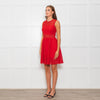 Sandro Red Mesh Fit & Flare Sleeveless Dress