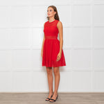 Sandro Red Mesh Fit & Flare Sleeveless Dress