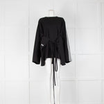 Y3 Black Oversized Top With White Arm Stripe