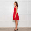 Sandro Red Mesh Fit & Flare Sleeveless Dress