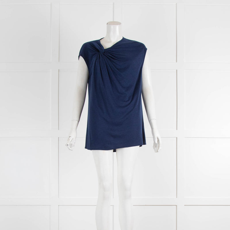 Helmut Lang Navy Sleeveless Twist Front Vest