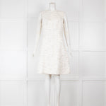 Oscar De La Renta Cream Tweed Shift Dress with Metallic Thread