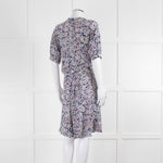 Zadig & Voltaire Blue Pink Ivory Flower Print Short Sleeve Dress