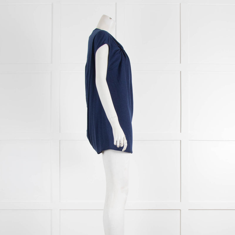 Helmut Lang Navy Sleeveless Twist Front Vest