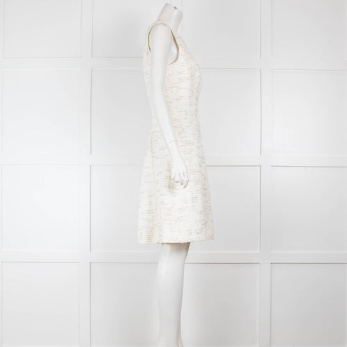 Oscar De La Renta Cream Tweed Shift Dress with Metallic Thread
