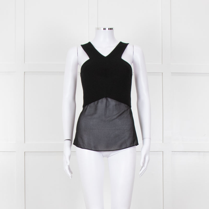 Sandro Black Sheer Panel Sleeveless Top