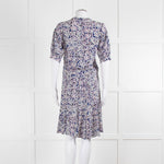 Zadig & Voltaire Blue Pink Ivory Flower Print Short Sleeve Dress
