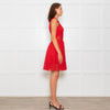 Sandro Red Mesh Fit & Flare Sleeveless Dress